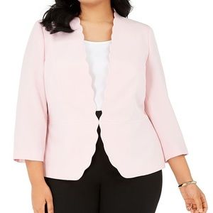 Kasper Plus Size Scalloped Blazer in Tutu Pink Size 18W